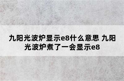 九阳光波炉显示e8什么意思 九阳光波炉煮了一会显示e8